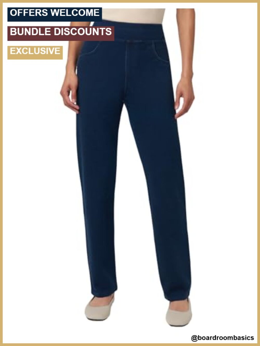 High Rise Straight Leg Denim Leggings Super Soft Stretch Faux Front Pockets